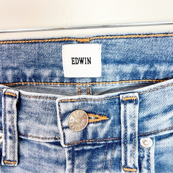 EDWIN HIGH RISE WIDE LEG RELEASED HEM JEANS WOMENS SZ 25 - Picture 2 of 4